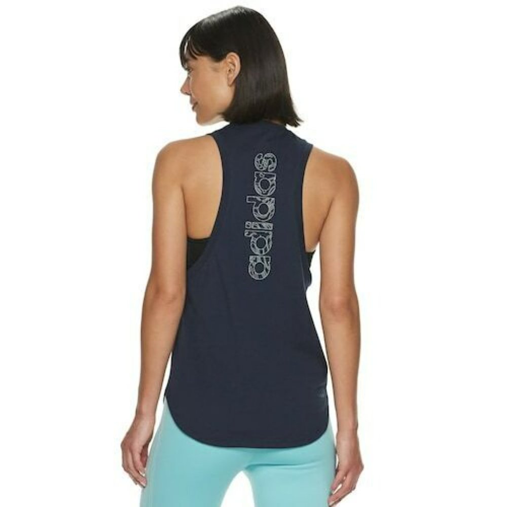 Adidas X Parley | Navy Blue Sleeveless Embroidered Racerback Tank Top, M